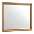 Pemberly Row Oak Veneer Beveled Bedroom Mirror in Natural Oak