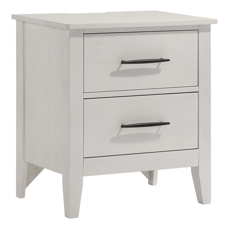 Pemberly Row 2-Drawer Solid Rubberwood Bedroom Nightstand in White