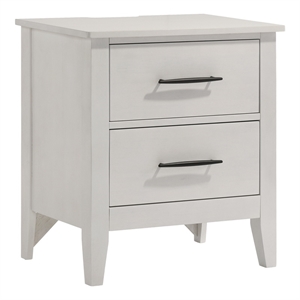 Pemberly Row 2-Drawer Solid Rubberwood Bedroom Nightstand in White