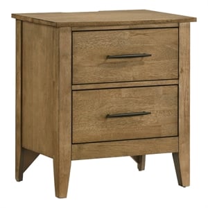 Pemberly Row 2-Drawer Solid Rubberwood Bedroom Nightstand in Maple
