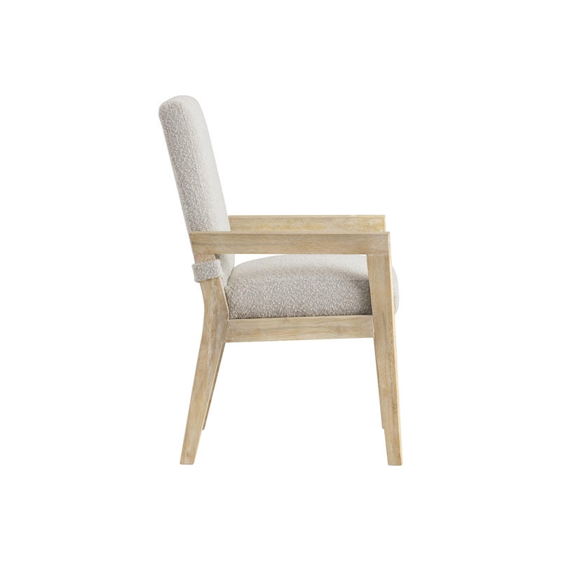 Pemberly Row Upholstered Solid Rubberwood Arm Chair in Antique Oak