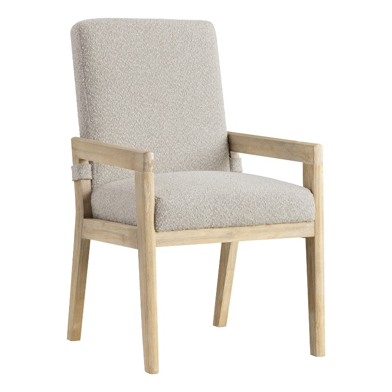 Pemberly Row Upholstered Solid Rubberwood Arm Chair in Antique Oak