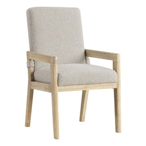 Pemberly Row Upholstered Solid Rubberwood Arm Chair in Antique Oak