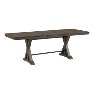 Pemberly Row Transitional Wood Gathering Table in Brushed Charcoal