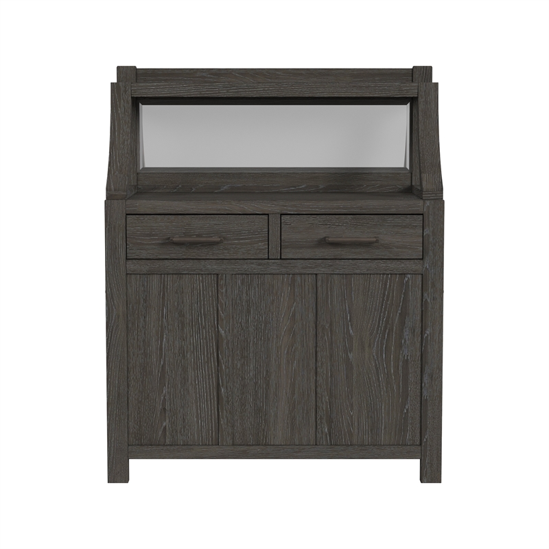 Pemberly Row Oak Veneer Modern Dining Server in Reclaimed Chevron