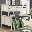 Pemberly Row Solid Wood Twin over Full Youth Bunk Bed in Rustic White