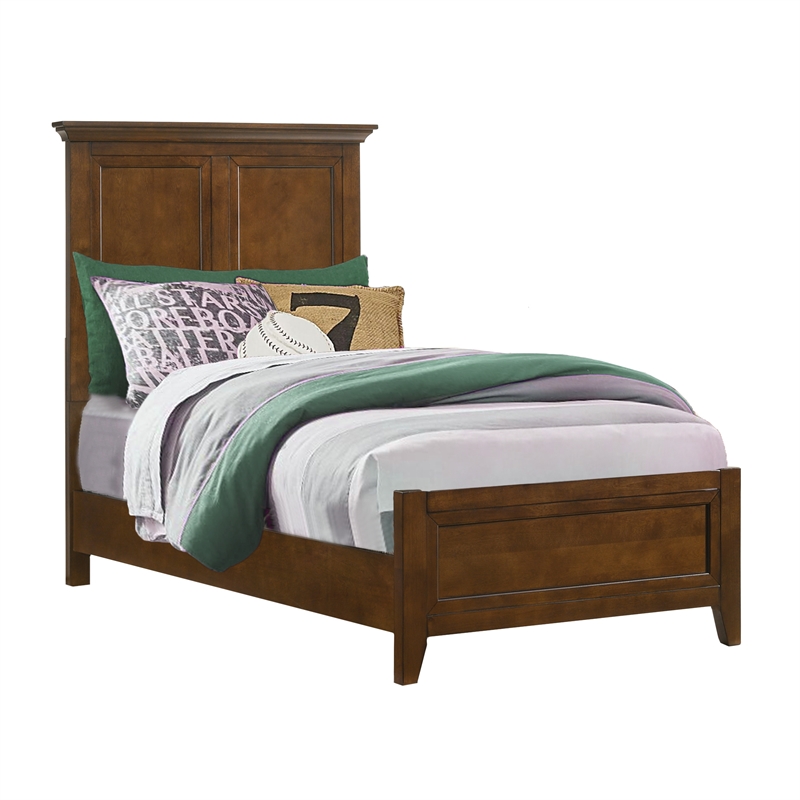 Pemberly Row Solid Rubberwood Twin Standard Youth Bed in Tuscan