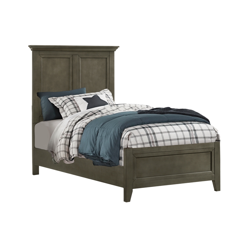 Pemberly Row Solid Rubberwood Twin Standard Youth Bed in Gray