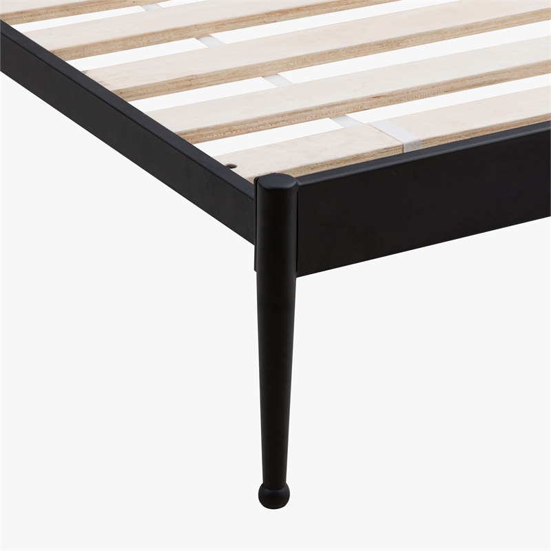 Pemberly Row Vintage Powder-Coated King Metal Bed in Matte Black
