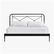 Pemberly Row Vintage Powder-Coated King Metal Bed in Matte Black