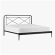 Pemberly Row Vintage Powder-Coated King Metal Bed in Matte Black