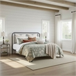 Pemberly Row Vintage Powder-Coated King Metal Bed in Matte Black