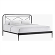 Pemberly Row Vintage Powder-Coated King Metal Bed in Matte Black