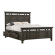 Pemberly Row Solid Rubberwood Queen Storage Bed in Brushed Charcoal