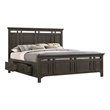 Pemberly Row Solid Rubberwood King Storage Bed in Brushed Charcoal