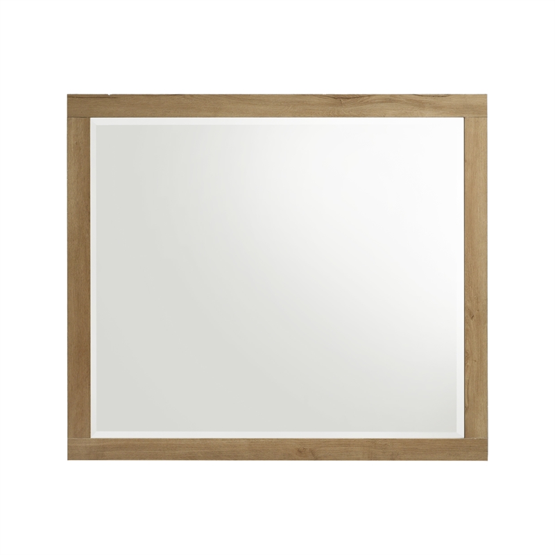 Pemberly Row Melamine Bedroom Dresser Mirror in Natural Nutmeg