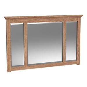 Pemberly Row Authentic Solid Oak Craftsman Beveled Mirror in Taupe