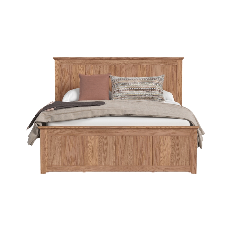 Pemberly Row Solid Oak King Captain's Bed with 9 Drawers in Taupe