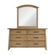 Pemberly Row Oak Veneer A-Frame Beveled Bedroom Mirror in Golden Oak
