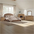 Pemberly Row Oak Veneer A-Frame Beveled Bedroom Mirror in Golden Oak