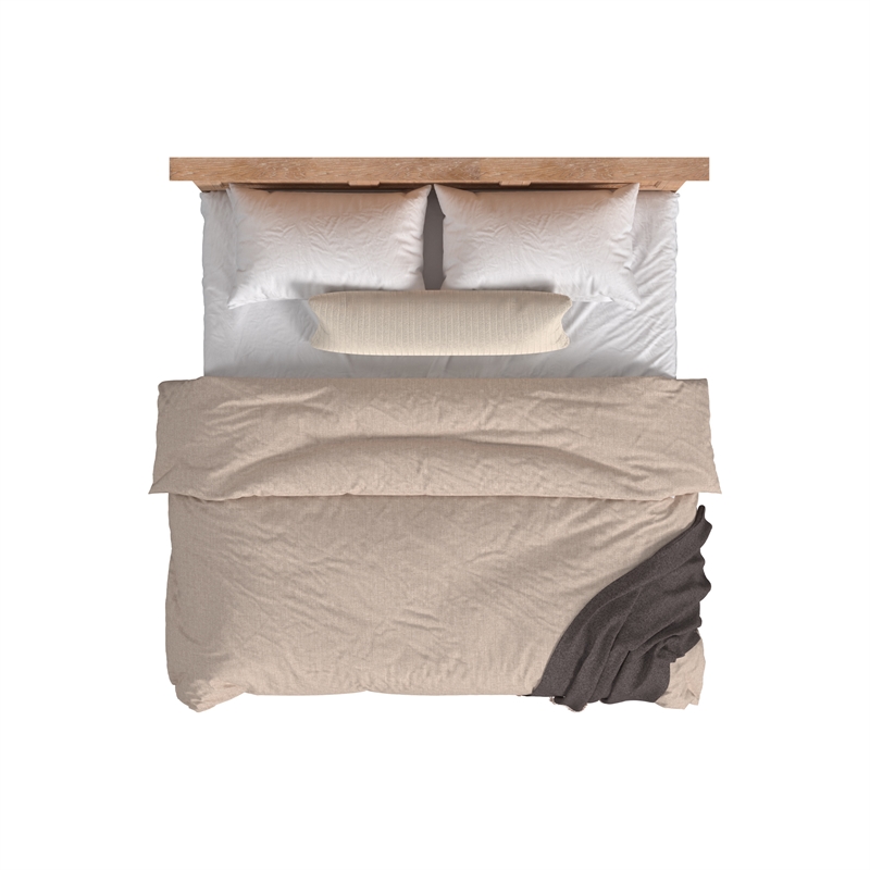 Pemberly Row Solid Wood Select Hardwood King Standard Bed in Wheat