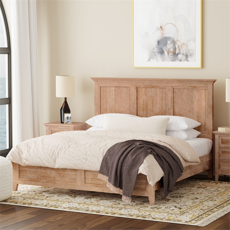 Pemberly Row Solid Wood Select Hardwood King Standard Bed in Wheat