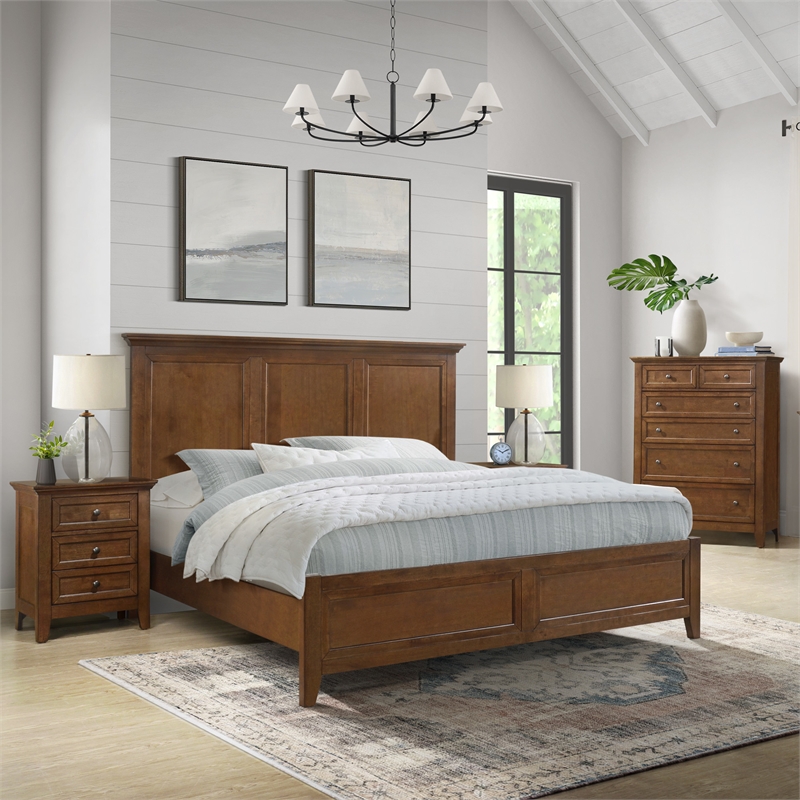 Pemberly Row Solid Wood Select Hardwood King Standard Bed in Tuscan