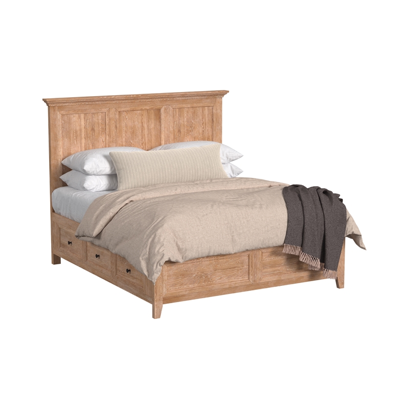 Pemberly Row Solid Wood Select Hardwood King Storage Bed in Wheat