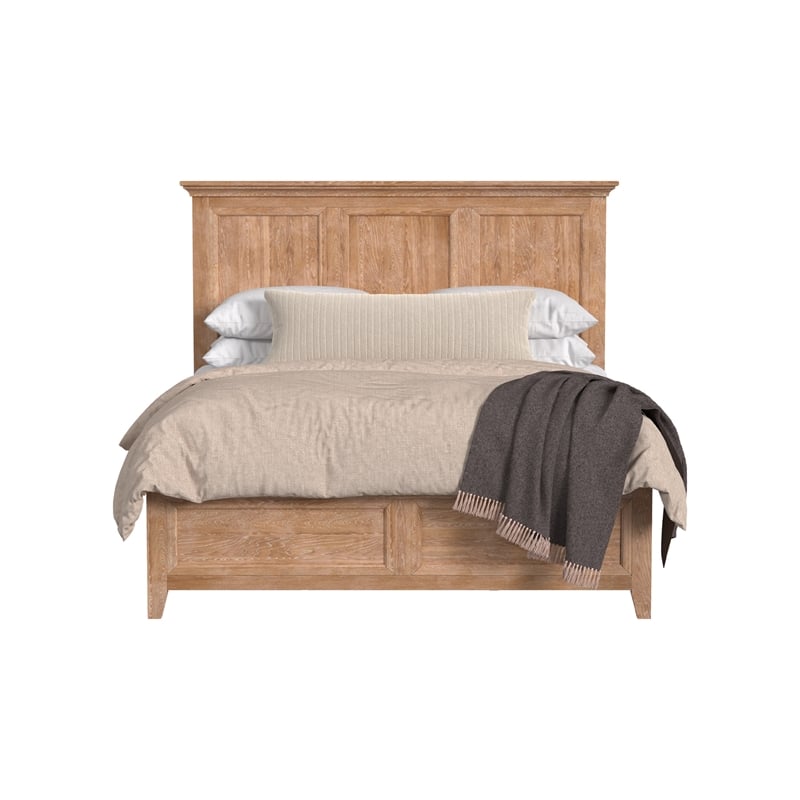 Pemberly Row Solid Wood Select Hardwood King Storage Bed in Wheat
