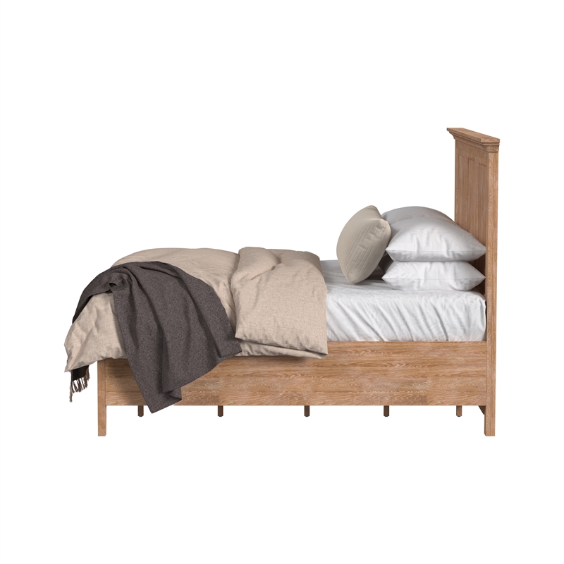 Pemberly Row Solid Wood Select Hardwood King Storage Bed in Wheat