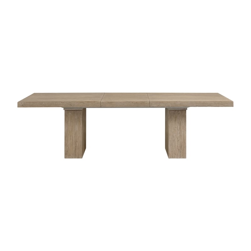 Pemberly Row Solid Spruce Trestle Table with 24