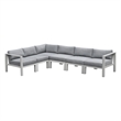 Pemberly Row Aluminum Outdoor 6-Piece Sectional Sofa Set in Buff