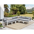 Pemberly Row Aluminum Outdoor 6-Piece Sectional Sofa Set in Buff