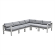 Pemberly Row Aluminum Outdoor 6-Piece Sectional Sofa Set in Buff