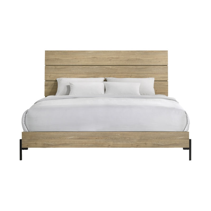 Pemberly Row Premium Melamine King Platform Bed in Vintage Oak