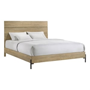 Pemberly Row Premium Melamine King Platform Bed in Vintage Oak