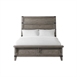 Pemberly Row Wire-Brushed Oak Veneer Queen Bed in Brushed Steel