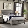 Pemberly Row Wire-Brushed Oak Veneer Queen Bed in Brushed Steel