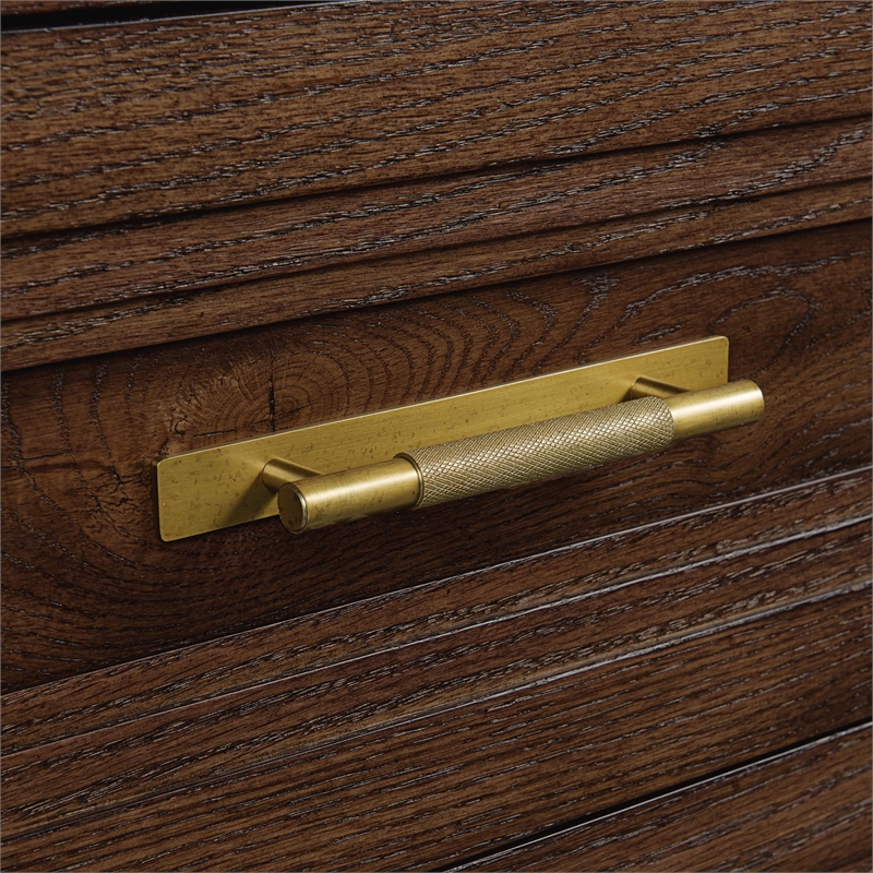 Pemberly Row Solid Knotty Oak 5-Drawer Gentleman's Chest in Sable