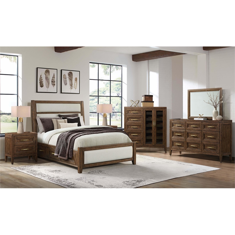 Pemberly Row Solid Knotty Oak 5-Drawer Gentleman's Chest in Sable