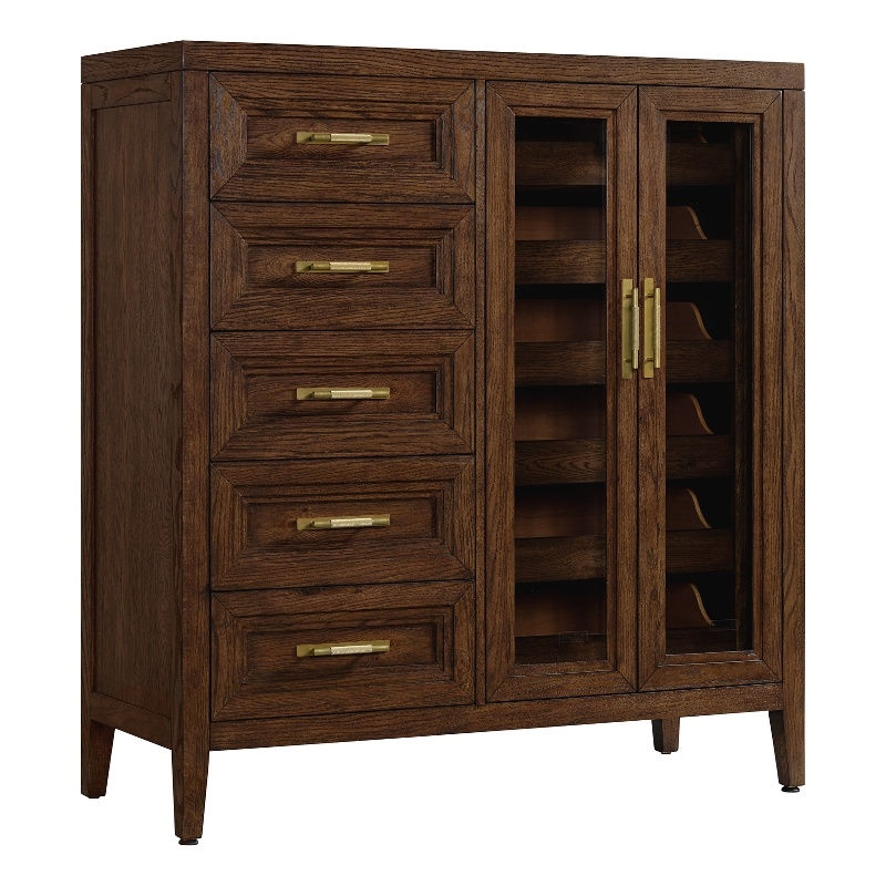 Pemberly Row Solid Knotty Oak 5-Drawer Gentleman's Chest in Sable
