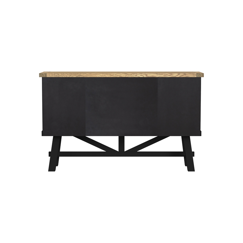 Pemberly Row Solid Oak Server with Outlet in Rustic Wheat and Raven