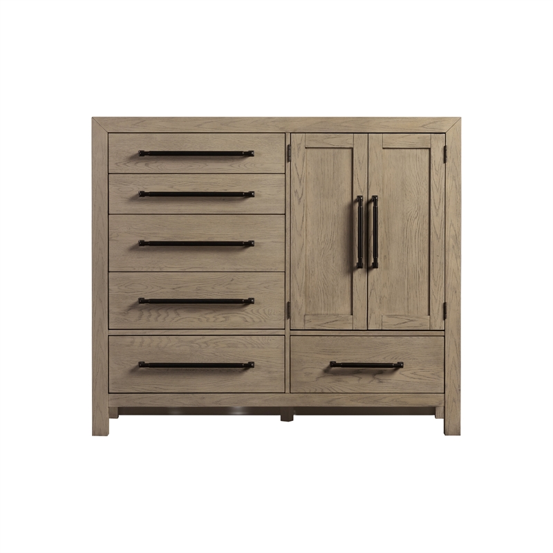 Pemberly Row Rubberwood Gentleman's Chest with Marble Top in French Oak