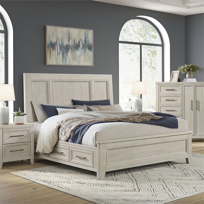 Pemberly Row Solid Spruce Wood Gentleman's Chest in Washed Linen