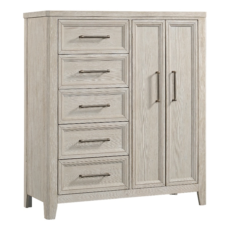 Pemberly Row Solid Spruce Wood Gentleman's Chest in Washed Linen