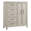 Pemberly Row Solid Spruce Wood Gentleman's Chest in Washed Linen