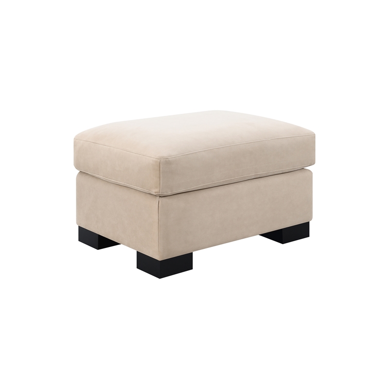 Pemberly Row Upholstered Faux Nubuck Track Arm Ottoman in Taupe