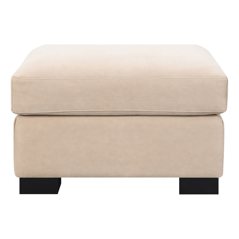 Pemberly Row Upholstered Faux Nubuck Track Arm Ottoman in Taupe