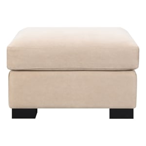 Pemberly Row Upholstered Faux Nubuck Track Arm Ottoman in Taupe