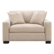 Pemberly Row Faux Nubuck Track Arm Double Chair with 2 Pillows in Taupe